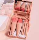 Kit Mini Pincéis Rosa Gold + Porta Pincéis Portátil com Espelho