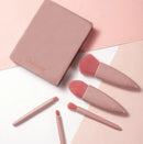 Kit Mini Pincéis Rosa Gold + Porta Pincéis Portátil com Espelho