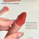 Kit Mini Pincéis Rosa Gold + Porta Pincéis Portátil com Espelho