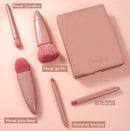 Kit Mini Pincéis Rosa Gold + Porta Pincéis Portátil com Espelho