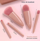 Kit Mini Pincéis Rosa Gold + Porta Pincéis Portátil com Espelho